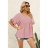 image:imageWIHOLL Womens Tops Casual V Neck Ruffle Sleeve T Shirts Babydoll Loose Fit Peplum Tops2baby Pink