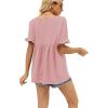 image:imageWIHOLL Womens Tops Casual V Neck Ruffle Sleeve T Shirts Babydoll Loose Fit Peplum Tops2baby Pink