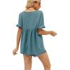 image:imageWIHOLL Womens Tops Casual V Neck Ruffle Sleeve T Shirts Babydoll Loose Fit Peplum Tops2blue