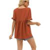 image:imageWIHOLL Womens Tops Casual V Neck Ruffle Sleeve T Shirts Babydoll Loose Fit Peplum Tops2brown