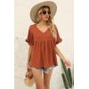 image:imageWIHOLL Womens Tops Casual V Neck Ruffle Sleeve T Shirts Babydoll Loose Fit Peplum Tops2brown