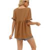 image:imageWIHOLL Womens Tops Casual V Neck Ruffle Sleeve T Shirts Babydoll Loose Fit Peplum Tops2coffee