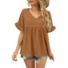 image:imageWIHOLL Womens Tops Casual V Neck Ruffle Sleeve T Shirts Babydoll Loose Fit Peplum Tops2coffee