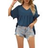 image:imageWIHOLL Womens Tops Casual V Neck Ruffle Sleeve T Shirts Babydoll Loose Fit Peplum Tops2dark Blue