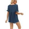 image:imageWIHOLL Womens Tops Casual V Neck Ruffle Sleeve T Shirts Babydoll Loose Fit Peplum Tops2dark Blue