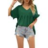 image:imageWIHOLL Womens Tops Casual V Neck Ruffle Sleeve T Shirts Babydoll Loose Fit Peplum Tops2dark Green