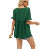image:imageWIHOLL Womens Tops Casual V Neck Ruffle Sleeve T Shirts Babydoll Loose Fit Peplum Tops2dark Green