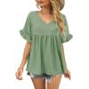 image:imageWIHOLL Womens Tops Casual V Neck Ruffle Sleeve T Shirts Babydoll Loose Fit Peplum Tops2green