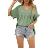 image:imageWIHOLL Womens Tops Casual V Neck Ruffle Sleeve T Shirts Babydoll Loose Fit Peplum Tops2green