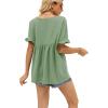 image:imageWIHOLL Womens Tops Casual V Neck Ruffle Sleeve T Shirts Babydoll Loose Fit Peplum Tops2green