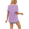 image:imageWIHOLL Womens Tops Casual V Neck Ruffle Sleeve T Shirts Babydoll Loose Fit Peplum Tops2lavender
