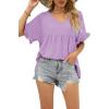 image:imageWIHOLL Womens Tops Casual V Neck Ruffle Sleeve T Shirts Babydoll Loose Fit Peplum Tops2lavender