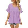 image:imageWIHOLL Womens Tops Casual V Neck Ruffle Sleeve T Shirts Babydoll Loose Fit Peplum Tops2lavender
