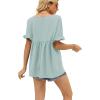 image:imageWIHOLL Womens Tops Casual V Neck Ruffle Sleeve T Shirts Babydoll Loose Fit Peplum Tops2light Green