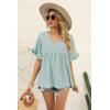 image:imageWIHOLL Womens Tops Casual V Neck Ruffle Sleeve T Shirts Babydoll Loose Fit Peplum Tops2light Green