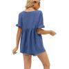 image:imageWIHOLL Womens Tops Casual V Neck Ruffle Sleeve T Shirts Babydoll Loose Fit Peplum Tops2navy Blue