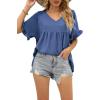 image:imageWIHOLL Womens Tops Casual V Neck Ruffle Sleeve T Shirts Babydoll Loose Fit Peplum Tops2navy Blue