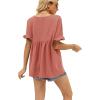 image:imageWIHOLL Womens Tops Casual V Neck Ruffle Sleeve T Shirts Babydoll Loose Fit Peplum Tops2pink