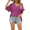 image:imageWIHOLL Womens Tops Casual V Neck Ruffle Sleeve T Shirts Babydoll Loose Fit Peplum Tops2purple