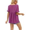 image:imageWIHOLL Womens Tops Casual V Neck Ruffle Sleeve T Shirts Babydoll Loose Fit Peplum Tops2purple