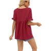 image:imageWIHOLL Womens Tops Casual V Neck Ruffle Sleeve T Shirts Babydoll Loose Fit Peplum Tops2red