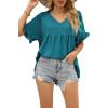 image:imageWIHOLL Womens Tops Casual V Neck Ruffle Sleeve T Shirts Babydoll Loose Fit Peplum Tops2sky Blue