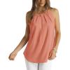 image:imageWlHOLL Womens Pleated Tank Tops Spaghetti Strap Camisole Halter Tops Curved Hem Fashion 2026Dcoral