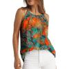 image:imageWlHOLL Womens Pleated Tank Tops Spaghetti Strap Camisole Halter Tops Curved Hem Fashion 2026Fprint Hawaiian