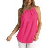 image:imageWlHOLL Womens Pleated Tank Tops Spaghetti Strap Camisole Halter Tops Curved Hem Fashion 2026Ghot Pink