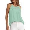 image:imageWlHOLL Womens Pleated Tank Tops Spaghetti Strap Camisole Halter Tops Curved Hem Fashion 2026Hlake Green
