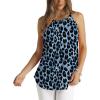 image:imageWlHOLL Womens Pleated Tank Tops Spaghetti Strap Camisole Halter Tops Curved Hem Fashion 2026Jblue Leopard