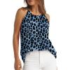 image:imageWlHOLL Womens Pleated Tank Tops Spaghetti Strap Camisole Halter Tops Curved Hem Fashion 2026Jblue Leopard