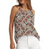 image:imageWlHOLL Womens Pleated Tank Tops Spaghetti Strap Camisole Halter Tops Curved Hem Fashion 2026Jboho Print 01