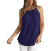 image:imageWlHOLL Womens Pleated Tank Tops Spaghetti Strap Camisole Halter Tops Curved Hem Fashion 2026Jnavy Blue
