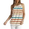image:imageWlHOLL Womens Pleated Tank Tops Spaghetti Strap Camisole Halter Tops Curved Hem Fashion 2026Jorange Stripe