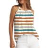 image:imageWlHOLL Womens Pleated Tank Tops Spaghetti Strap Camisole Halter Tops Curved Hem Fashion 2026Jorange Stripe