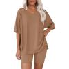 image:imageWIHOLL 2 Piece Lounge Sets for Women Summer Oversized Tshirts Biker Shorts Casual Airport Vacation OutfitsCoffee