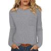 image:imageWIHOLL Long Sleeve Shirts for Women Waffle Knit Trendy Spring Fashion 2026 Dressy Casual Blouses Teacher OutfitsGrey