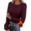 image:imageWIHOLL Long Sleeve Thermal Shirt for Women Light Fleece Tops Spring 2026 Crew Neck Casual Basic TShirtsDwine