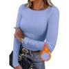 image:imageWIHOLL Long Sleeve Thermal Shirt for Women Light Fleece Tops Spring 2026 Crew Neck Casual Basic TShirtsElight Blue
