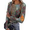 image:imageWIHOLL Long Sleeve Thermal Shirt for Women Light Fleece Tops Spring 2026 Crew Neck Casual Basic TShirtsPrint 03