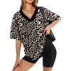 image:imageWIHOLL Oversized Tshirts for Women 2026 Summer Tops Short Sleeve V Neck Shirts Basic TeeLeopard