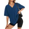 image:imageWIHOLL Oversized Tshirts for Women 2026 Summer Tops Short Sleeve V Neck Shirts Basic TeeNavy
