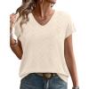 image:imageWIHOLL Short Sleeve Sweater for Women V Neck Trendy Cute Tops Business Casual Outfits Cap SleeveAbeige