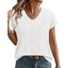 image:imageWIHOLL Short Sleeve Sweater for Women V Neck Trendy Cute Tops Business Casual Outfits Cap SleeveAwhite