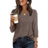 image:imageWIHOLL V Neck 34 Length Sleeve Womens Tops Casual Fall Shirts Lightweight Tunic Sweaters Fashion Clothes 2026Coffee