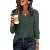 image:imageWIHOLL V Neck 34 Length Sleeve Womens Tops Casual Fall Shirts Lightweight Tunic Sweaters Fashion Clothes 2026Green