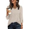 image:imageWIHOLL V Neck 34 Length Sleeve Womens Tops Casual Fall Shirts Lightweight Tunic Sweaters Fashion Clothes 2026Khaki