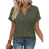 image:imageWIHOLL Womens Blouses Spring Tops Short Sleeve Shirts Dressy Casual Summer Vacation Fashion Clothing 2026Army Green