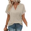 image:imageWIHOLL Womens Blouses Spring Tops Short Sleeve Shirts Dressy Casual Summer Vacation Fashion Clothing 2026Beige Labyrinth